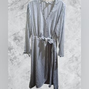 Time and Tru Blue and White Striped Wrap Around Dress